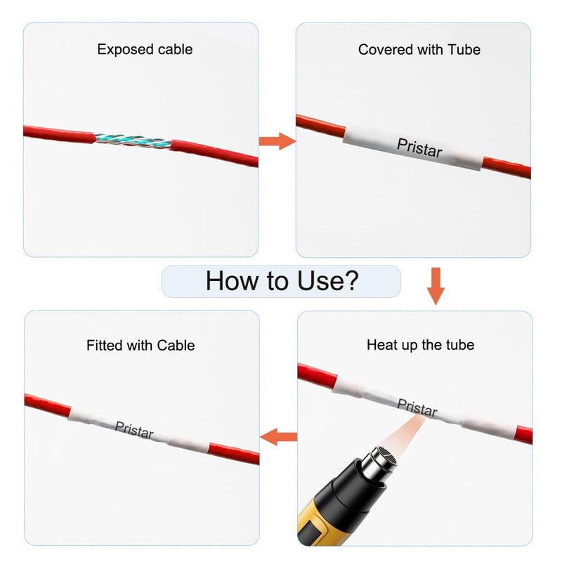 Pristar شريط ملصقات بريمستار متوافق بديل لخرطوشة أنبوب الانكماش الحراري Brother HSe-231 Hse231 11.7mm 0.46" أسود على أبيض لآلة الملصقات Brother PT-E300 PT-H300 PT-E500 PT-E550W PT-P750WVP PTE800W، عبوة 3 قطع - Image 3